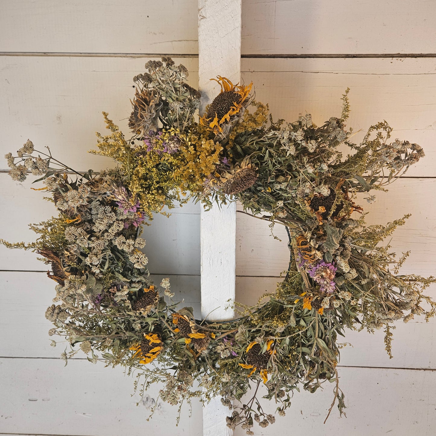 "August" Handmade Wreath - 12-16inches - Dried Flowers